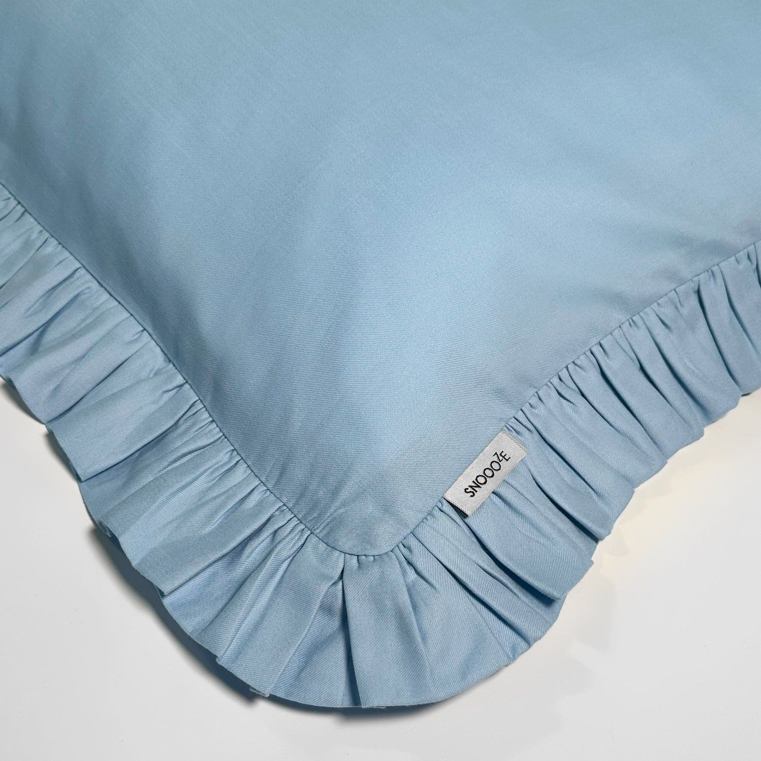 Full Size Cotton Ruffled Pillowcase, Butterfly Blue