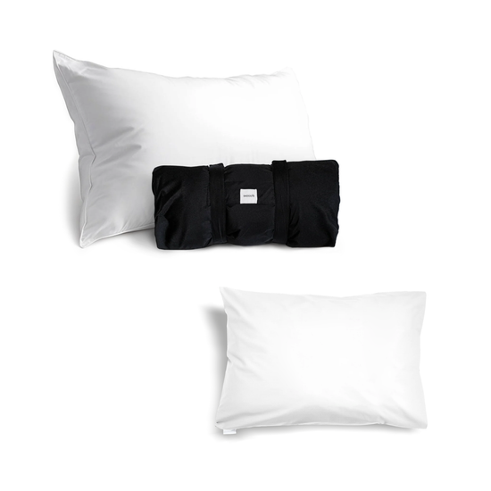 Large Size Goose Down Pillow+Cotton piped Pillowcase Bundle, White - Snooozeworld