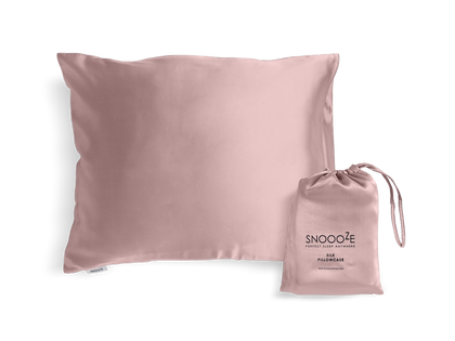 CottonLux Pillow+Silk Pillowcase+Eye Mask Bundle, Blush Pink - Snooozeworld