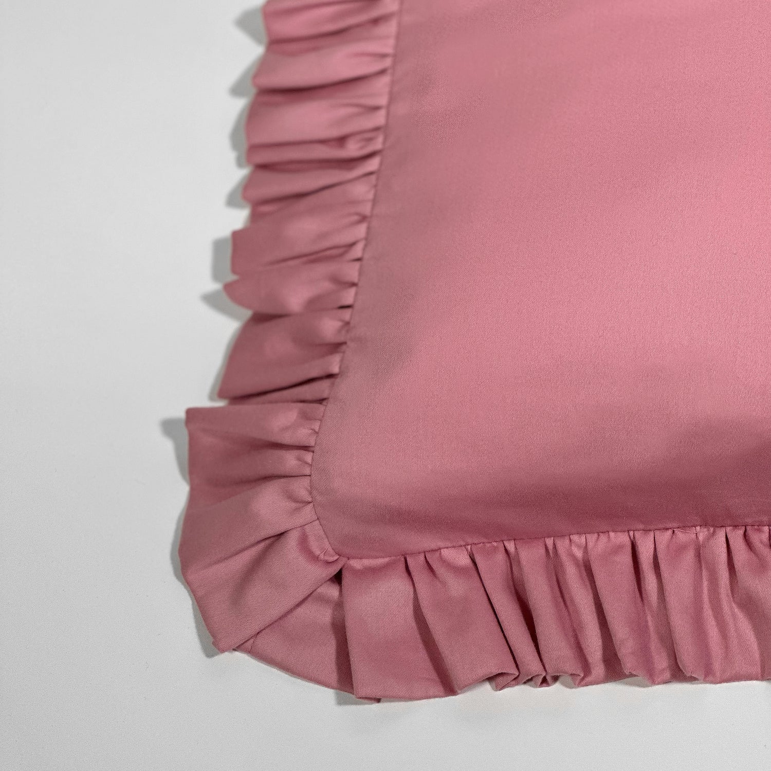 Full-Size Cotton Ruffled Pillowcase, Bubblegum Pink