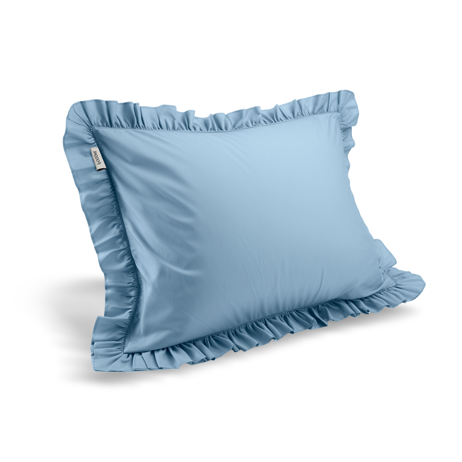 Full SIze Cotton Ruffled Pillowcase, Butterfly Blue