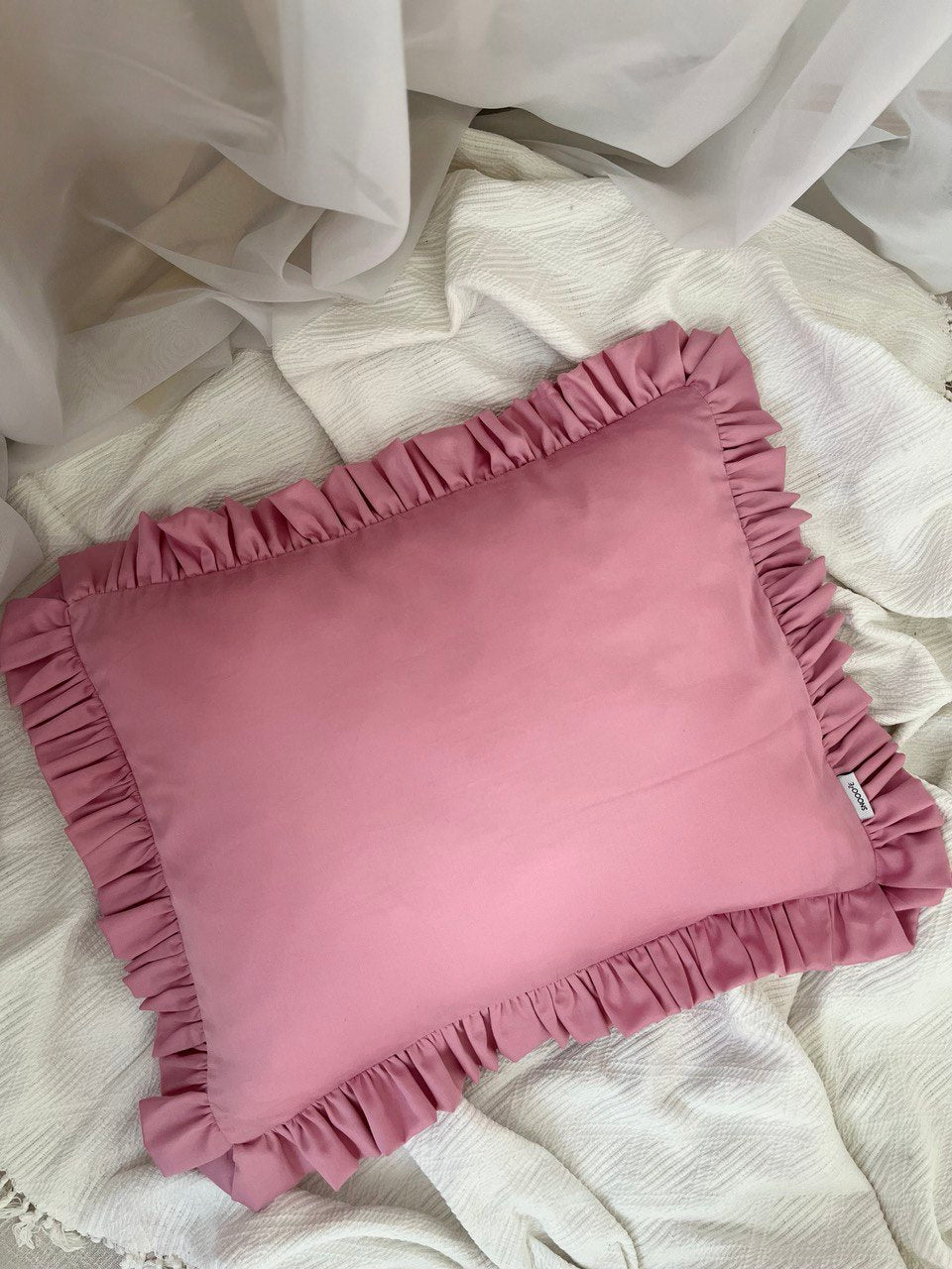 Full-Size Cotton Ruffled Pillowcase, Bubblegum Pink