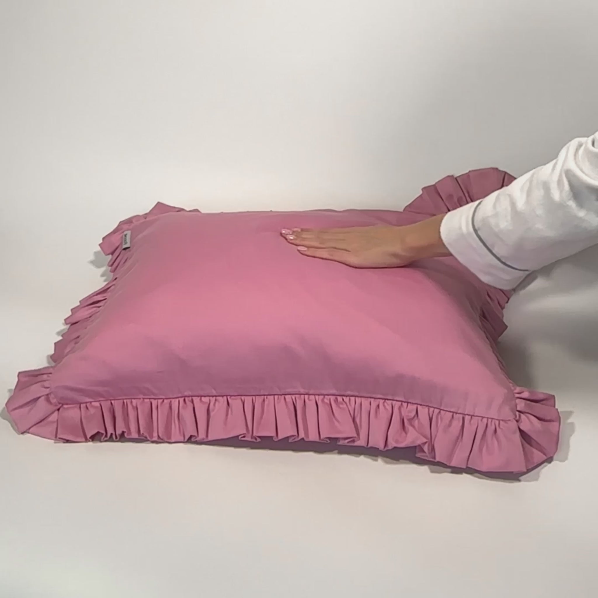 Full-Size Cotton Ruffled Pillowcase, Bubblegum Pink