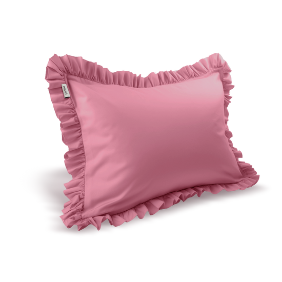 Full-Size Cotton Ruffled Pillowcase, Bubblegum Pink